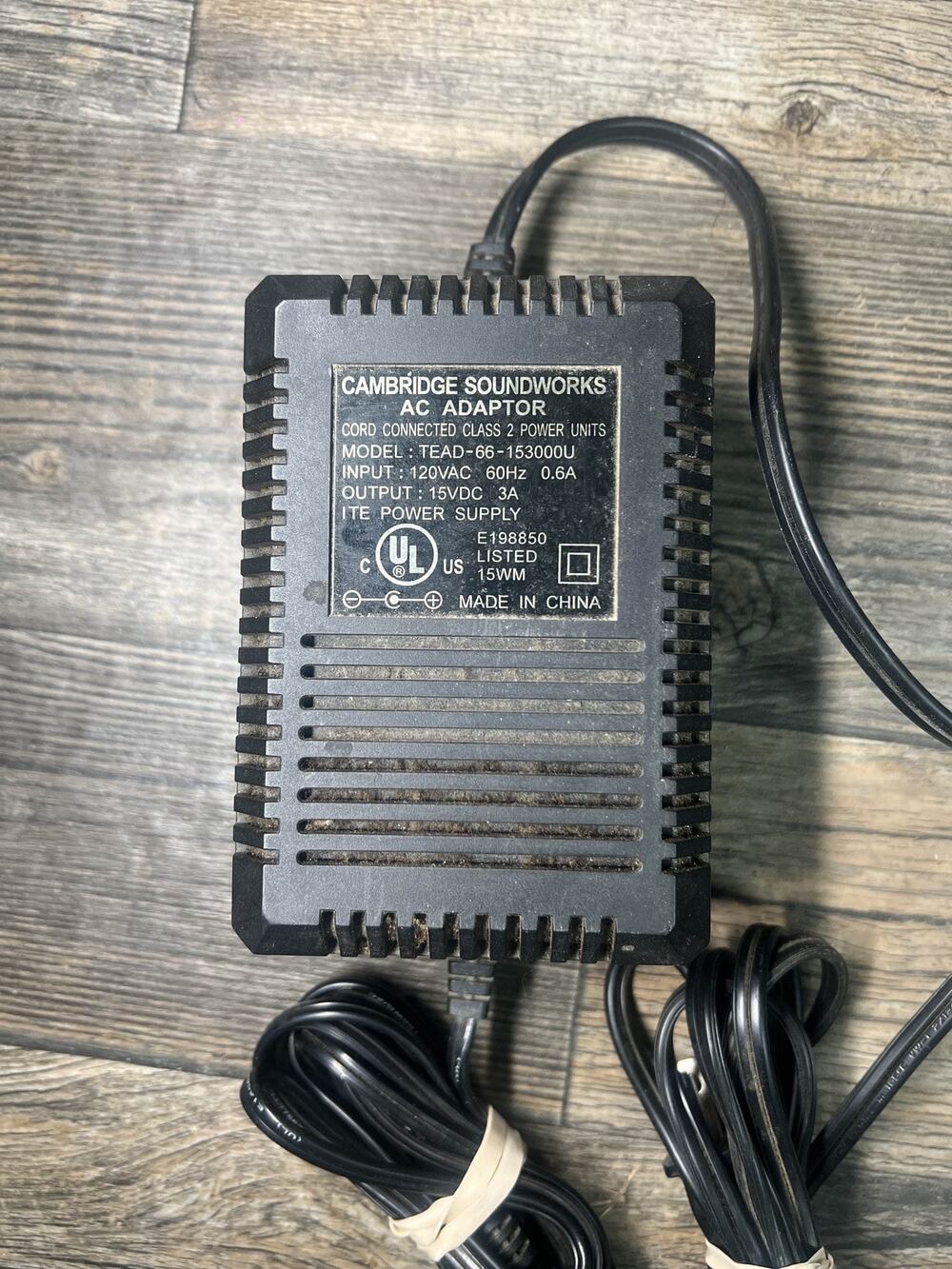 Cambridge Soundworks TEAD-66-153000U AC Adapter Power Supply 15V 3000mA Untested